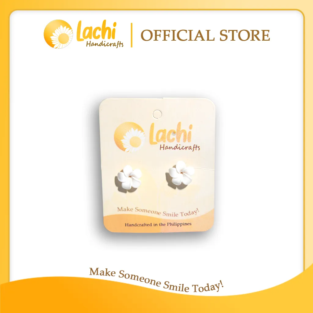 [PL-WH-ERSS] Lachi - White Plumeria Earring Stud (S)