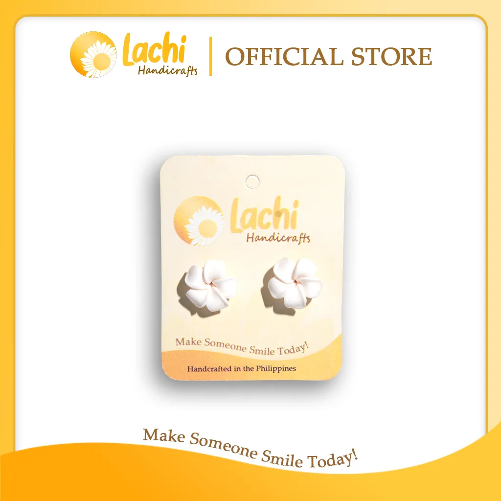 [PL-WH-ERSM] Lachi - White Plumeria Earring Stud (M)