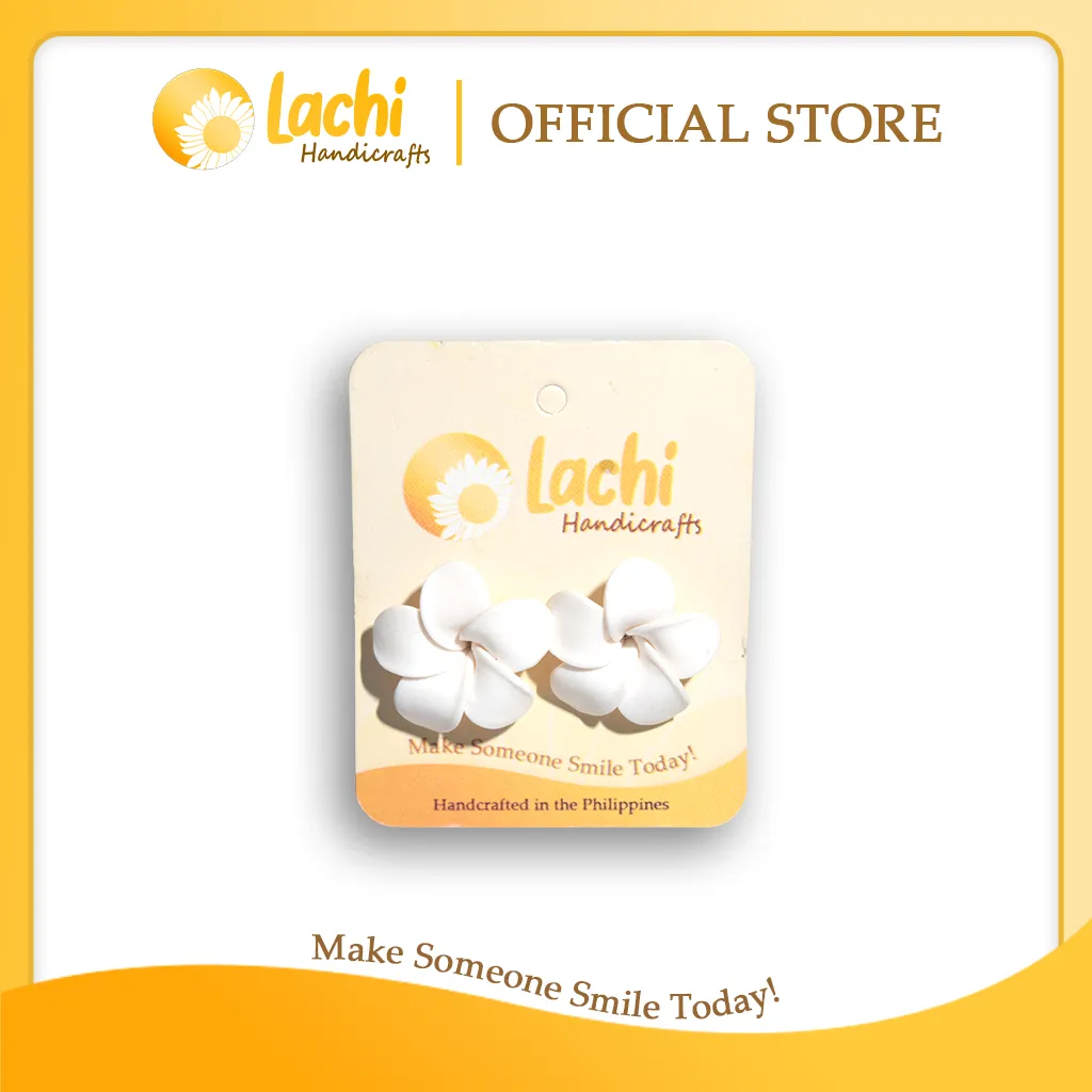 Lachi - White Plumeria Earring Stud (L)