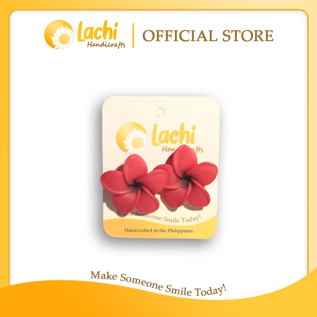 [PL-RD-ERSXL] Lachi - Red Plumeria Earring Stud (XL)