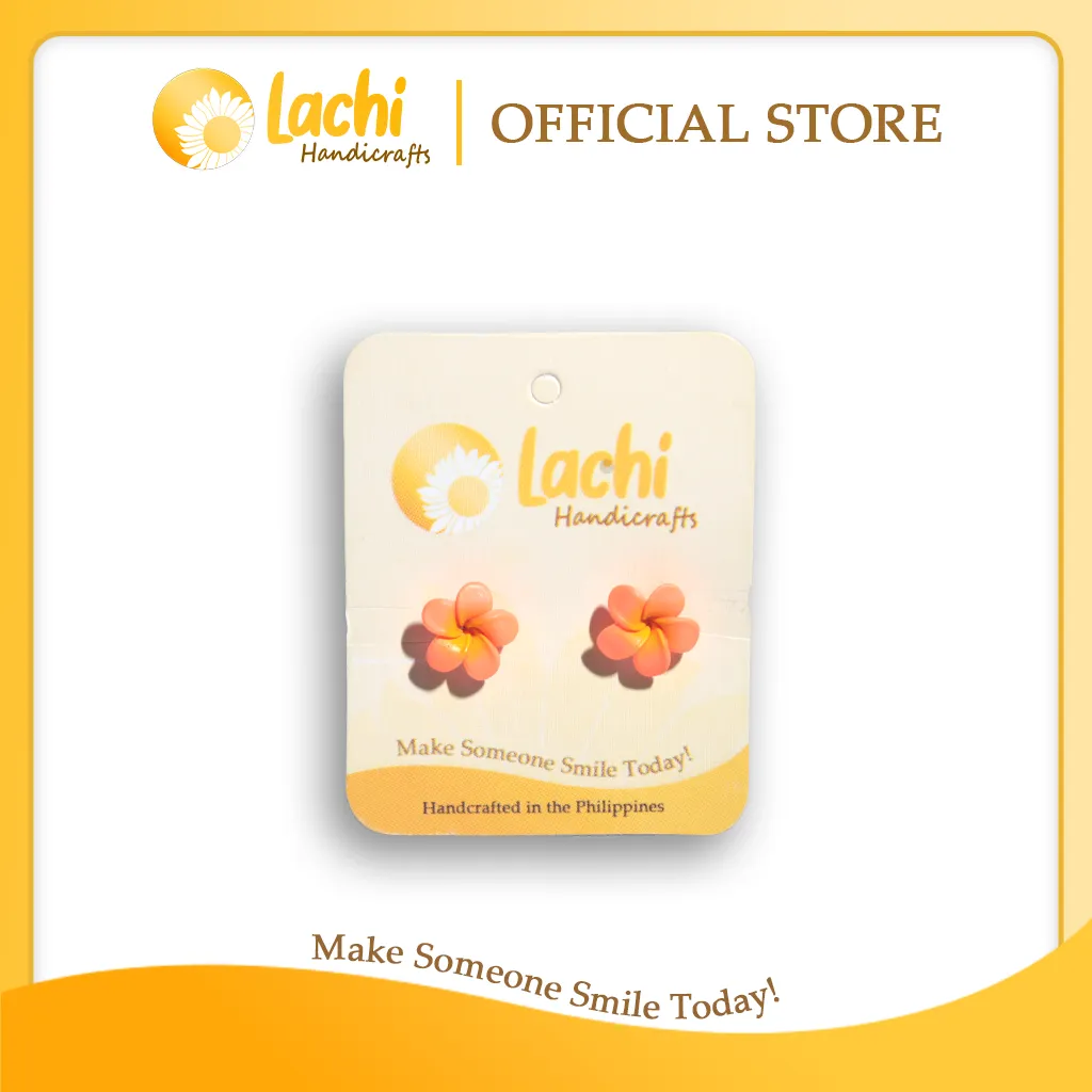 [PL-OR-ERSS] Lachi - Orange Plumeria Earring Stud (S)