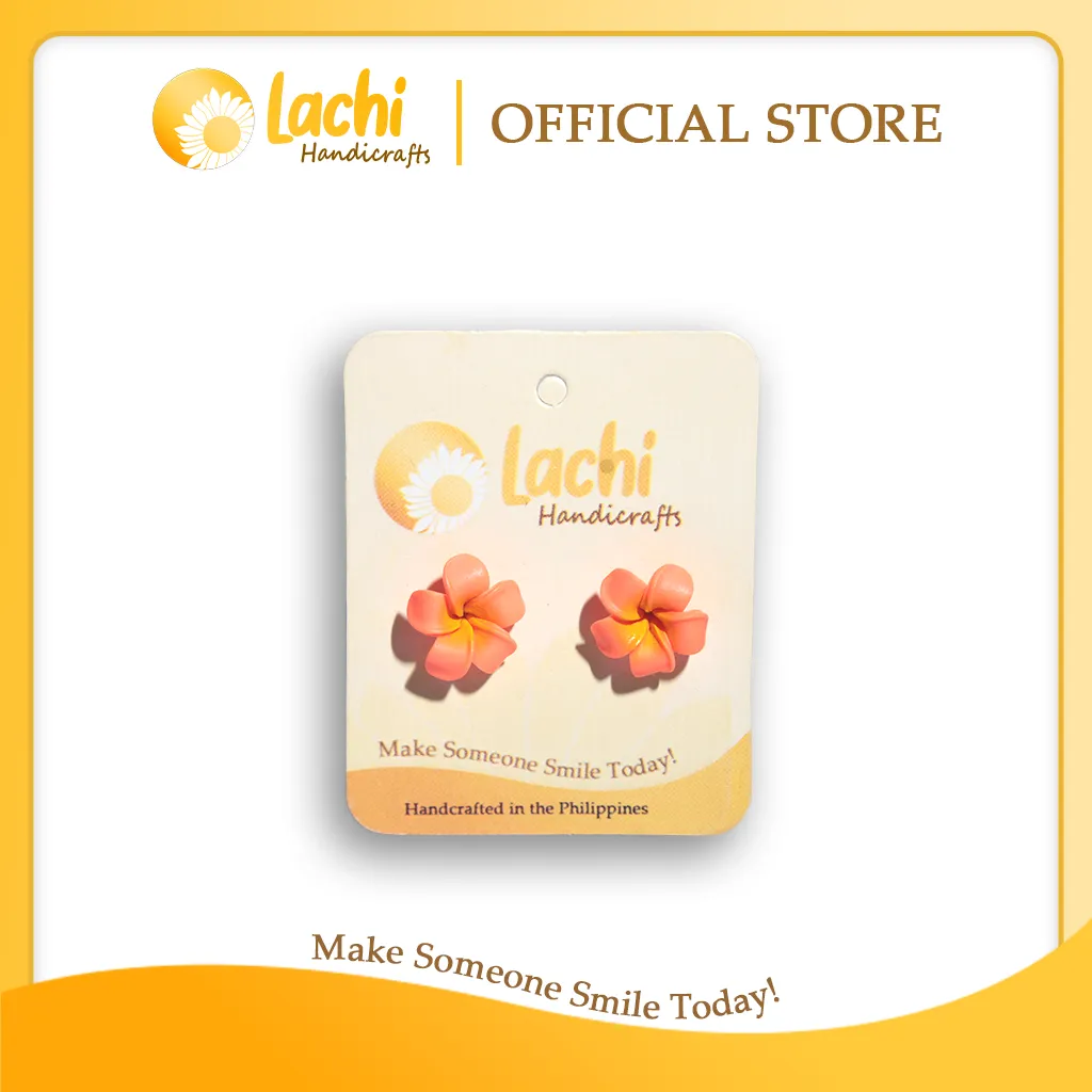 [PL-OR-ERSM] Lachi - Orange Plumeria Earring Stud (M)