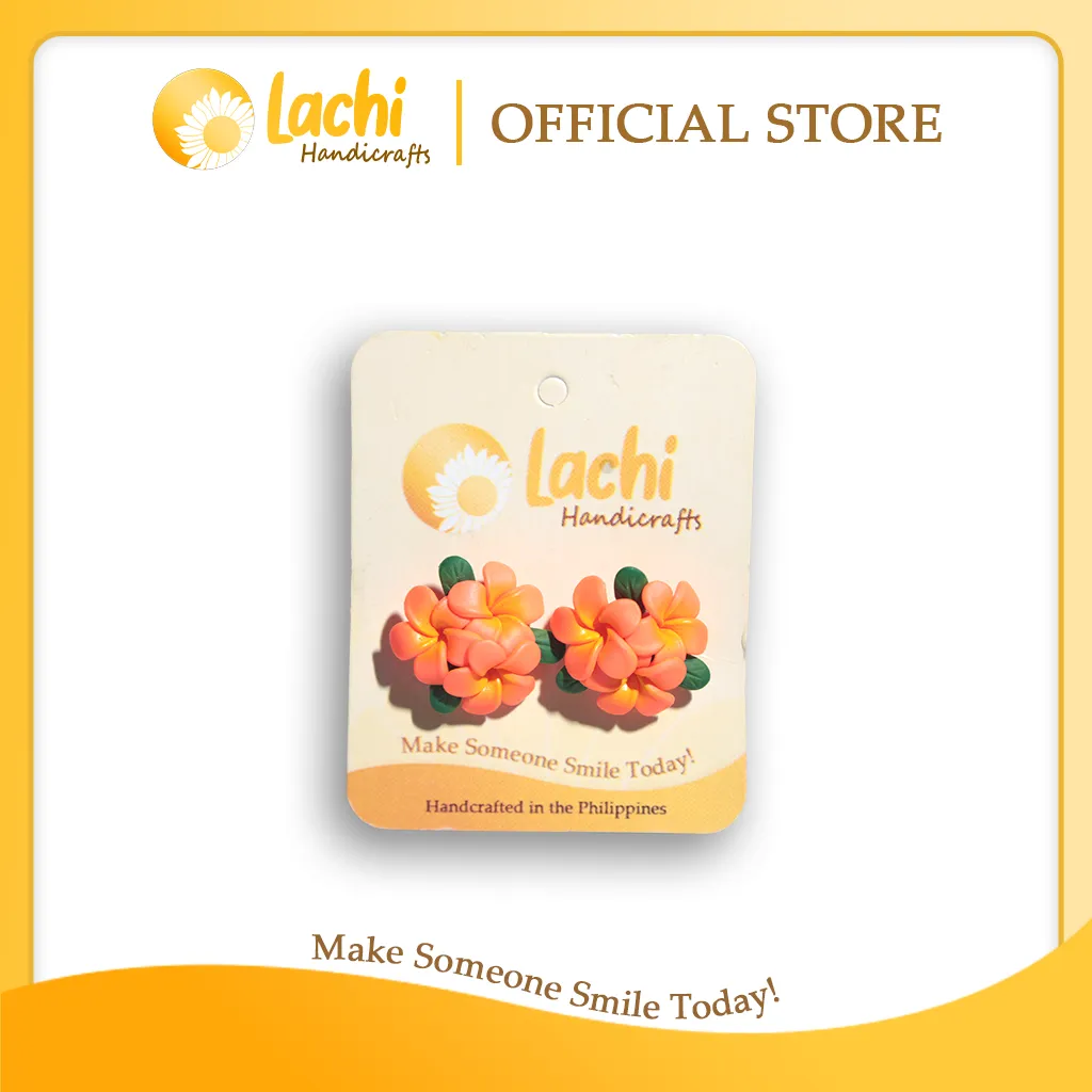 Lachi - Orange Plumeria Earring Stud (BQ)