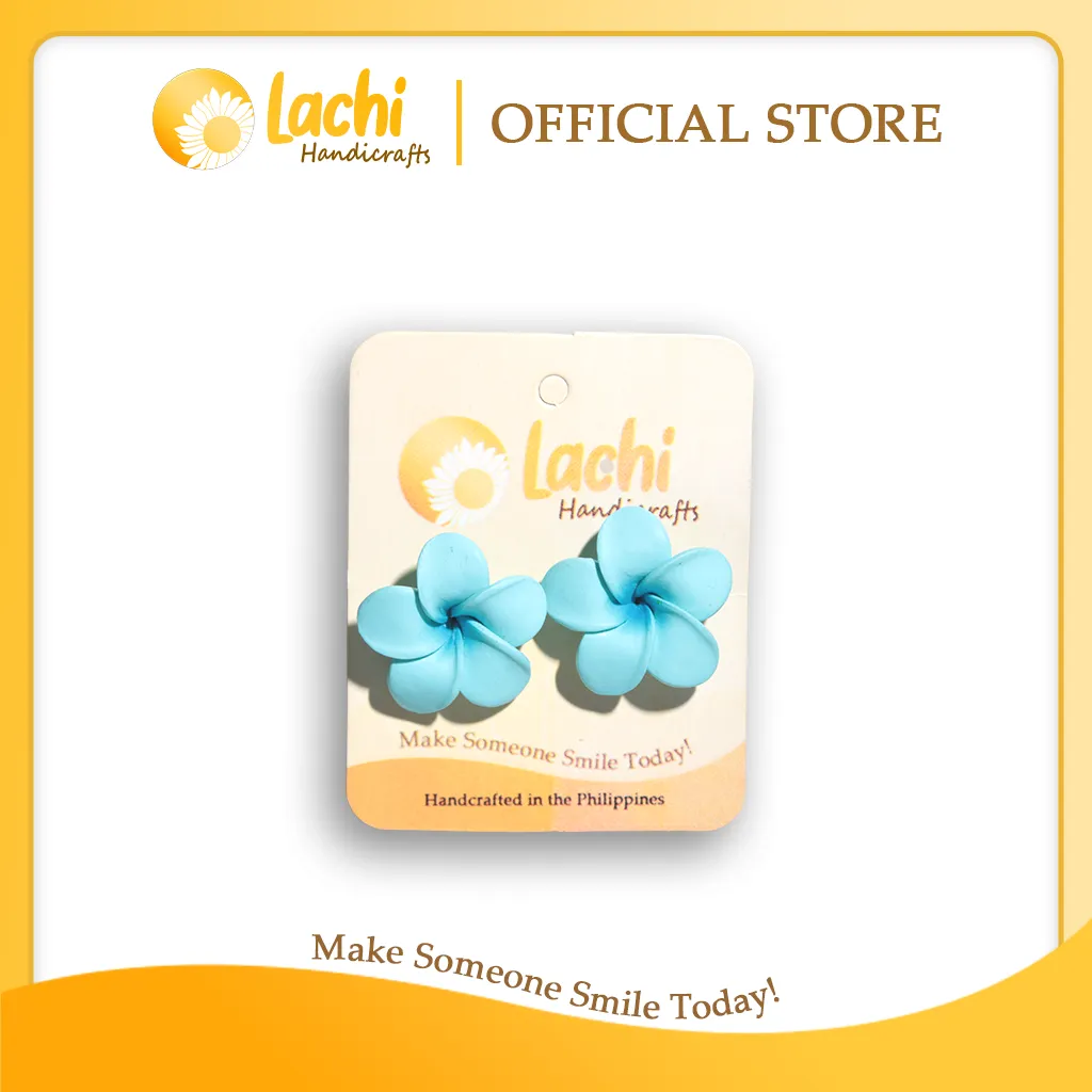 Lachi - Blue Plumeria Earring Stud (L)
