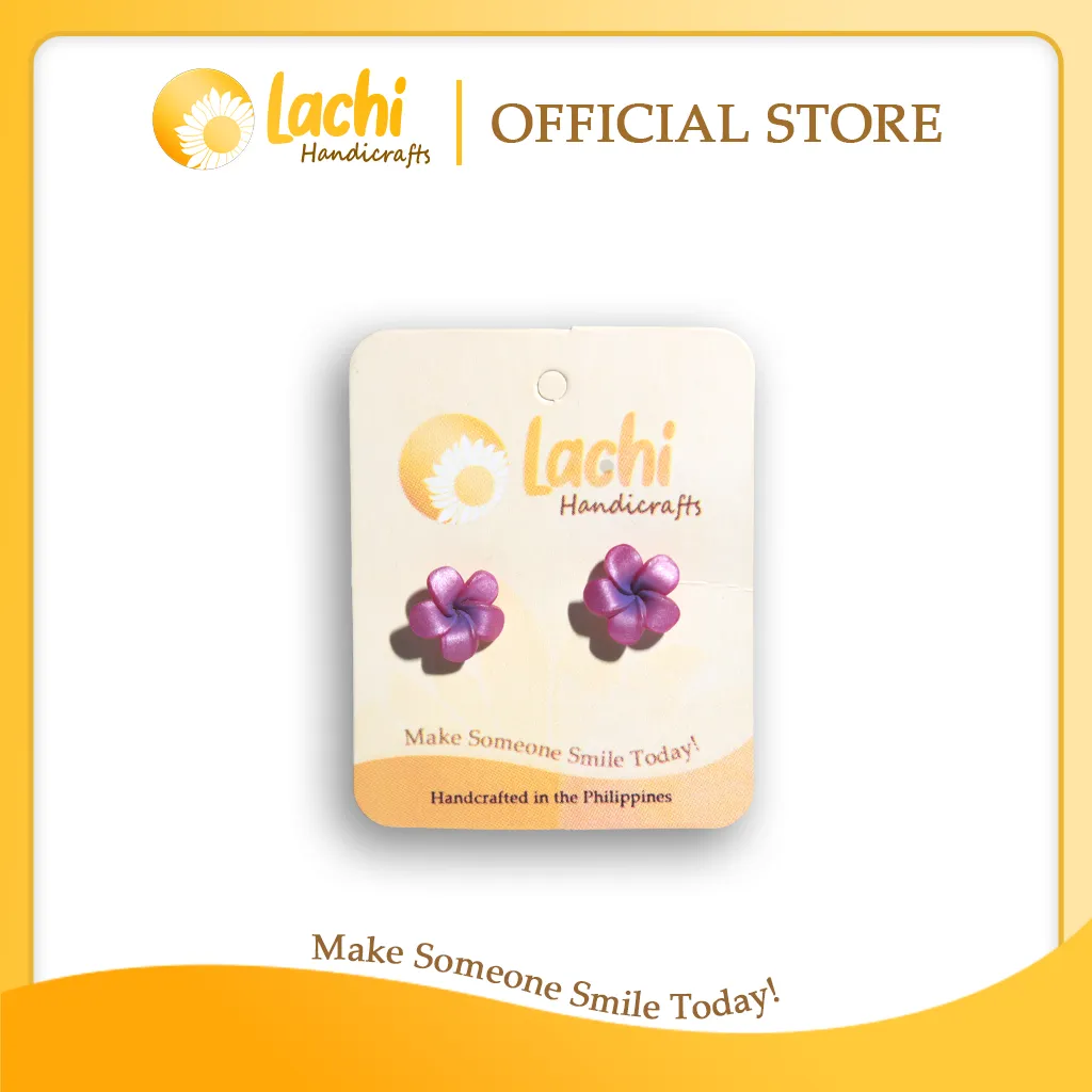 [PL-PR-ERSM] Lachi - Purple Plumeria Earring Stud (M)