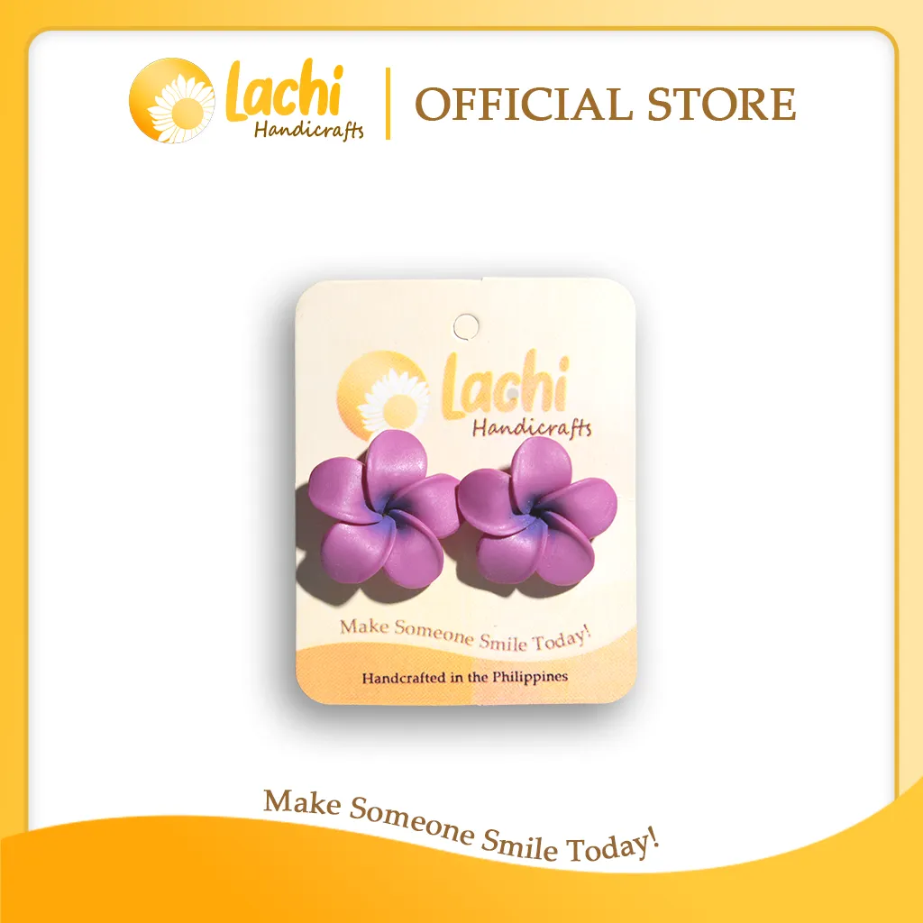 Lachi - Purple Plumeria Earring Stud (L)