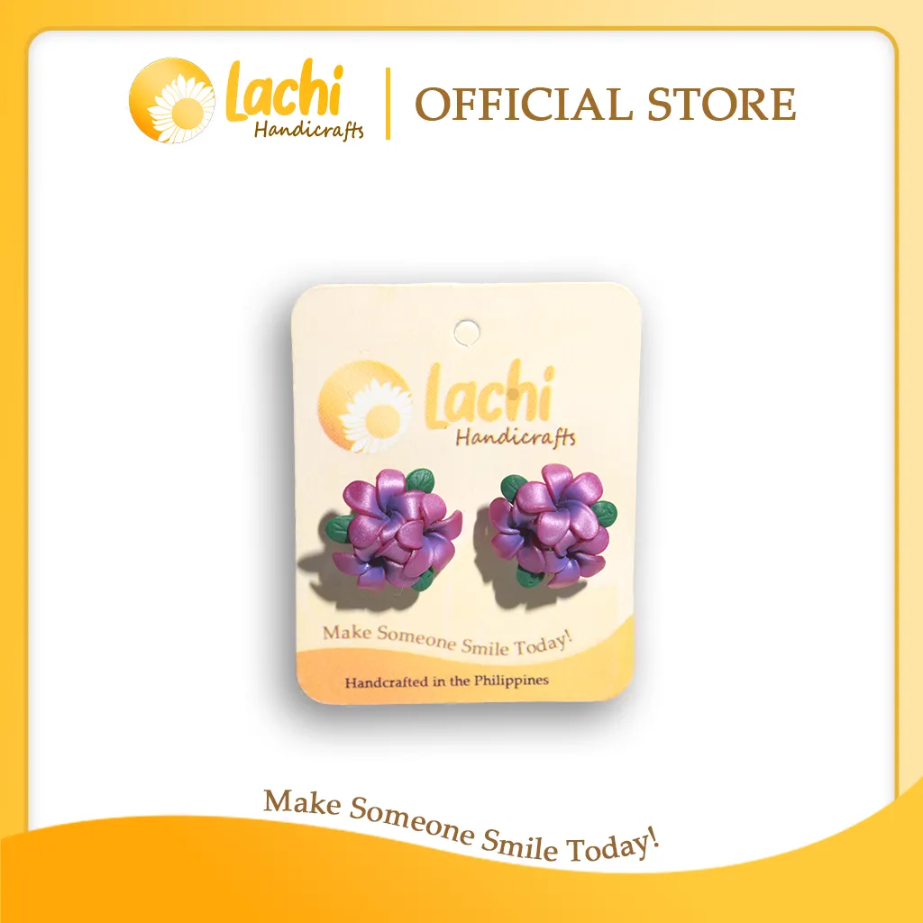 [PL-PR-ERSBQ] Lachi - Purple Plumeria Earring Stud (BQ)