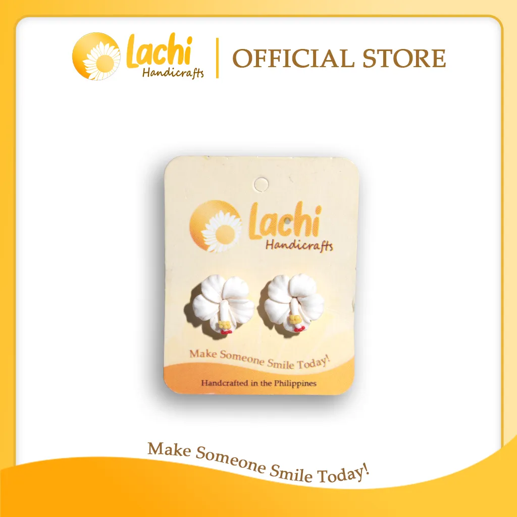[HB-WH-ERSS] Lachi - White Hibiscus Earring Stud (S)