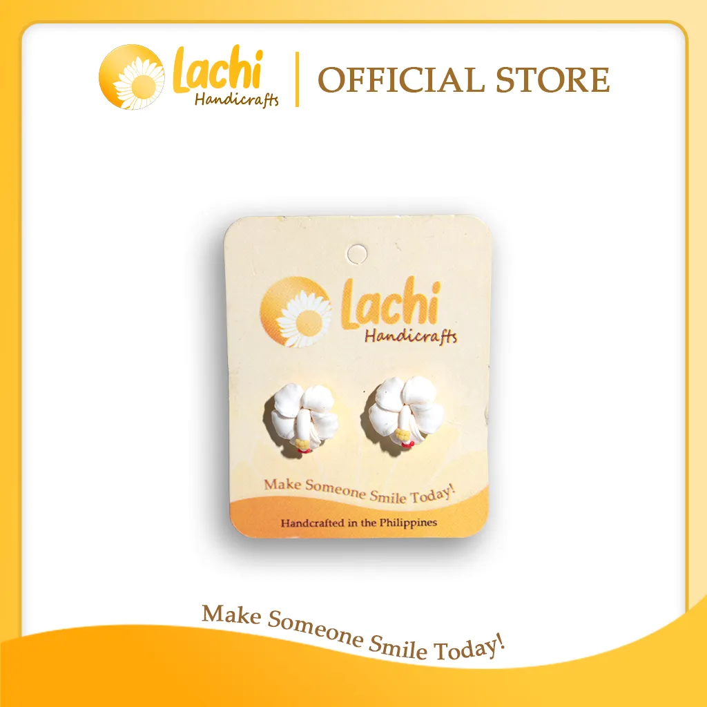 Lachi - White Hibiscus Earring Stud (M)