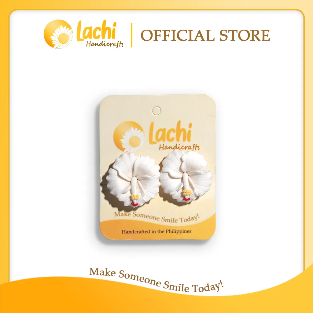 Lachi - White Hibiscus Earring Stud (L)