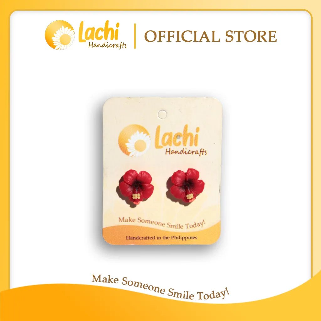[HB-RD-ERSS] Lachi - Red Hibiscus Earring Stud (S)