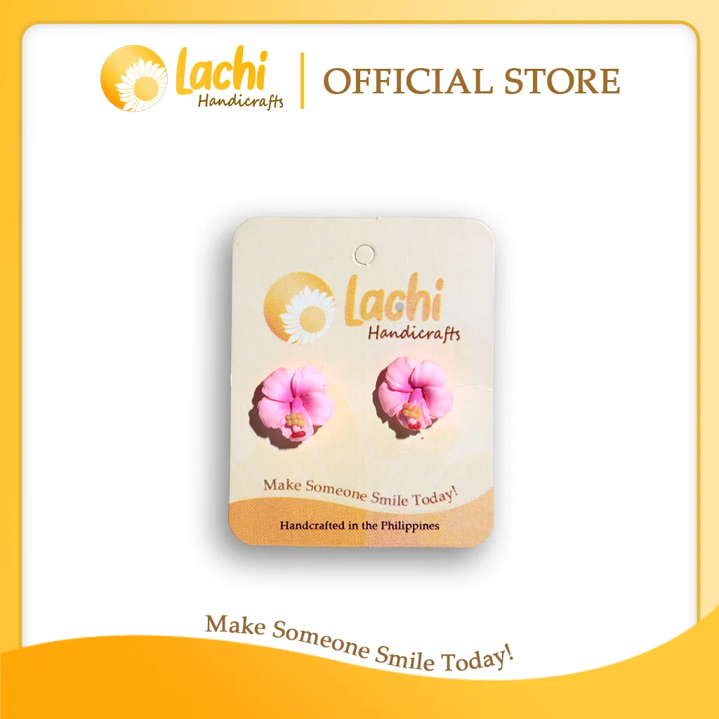 [HB-PK-ERSS] Lachi - Pink Hibiscus Earring Stud (S)