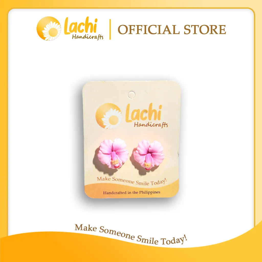 [HB-PK-ERSM] Lachi - Pink Hibiscus Earring Stud (M)