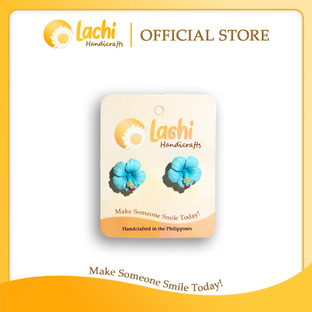 [HB-BL-ERSS] Lachi - Blue Hibiscus Earring Stud (S)