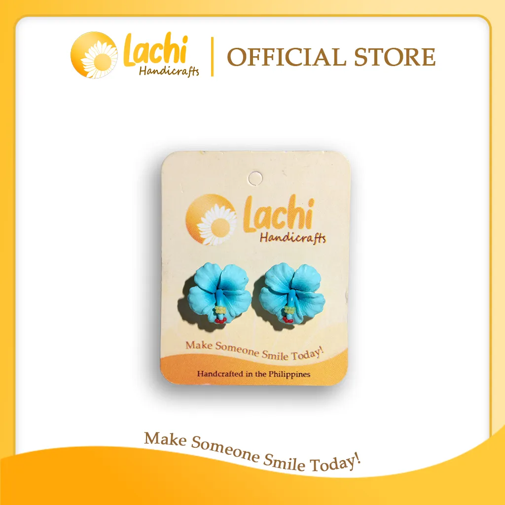 Lachi - Blue Hibiscus Earring Stud (M)