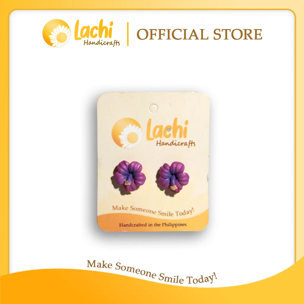 [HB-PR-ERSS] Lachi - Purple Hibiscus Earring Stud (S)