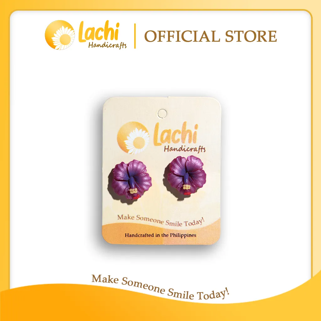 [HB-PR-ERSM] Lachi - Purple Hibiscus Earring Stud (M)
