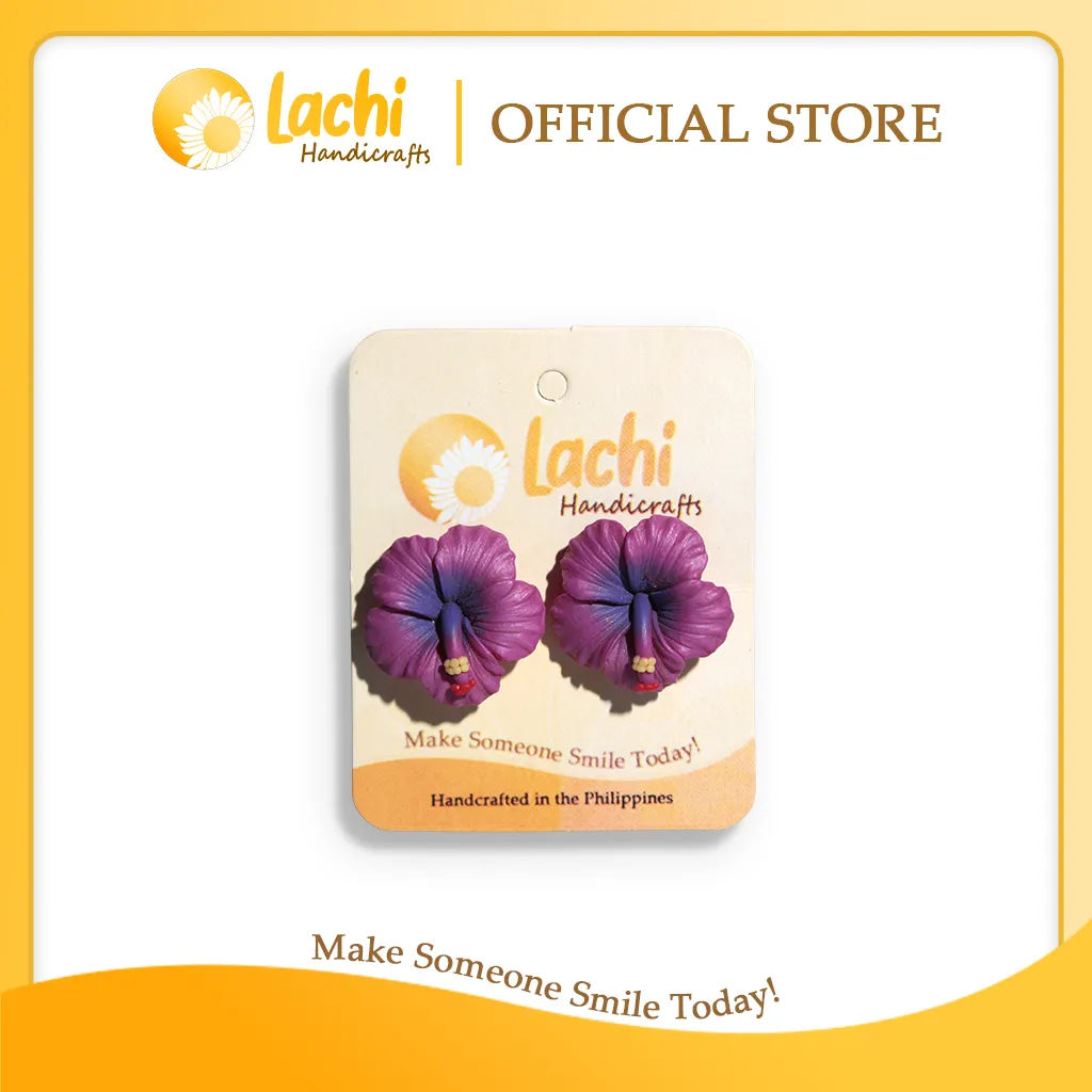 Lachi - Purple Hibiscus Earring Stud (L)