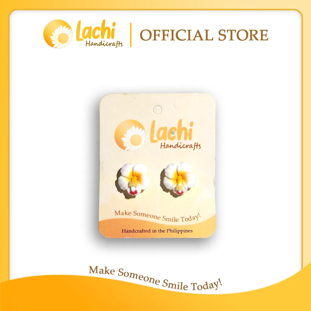 [HB-WHYW-ERSS] Lachi - White/Yellow Hibiscus Earring Stud (S)