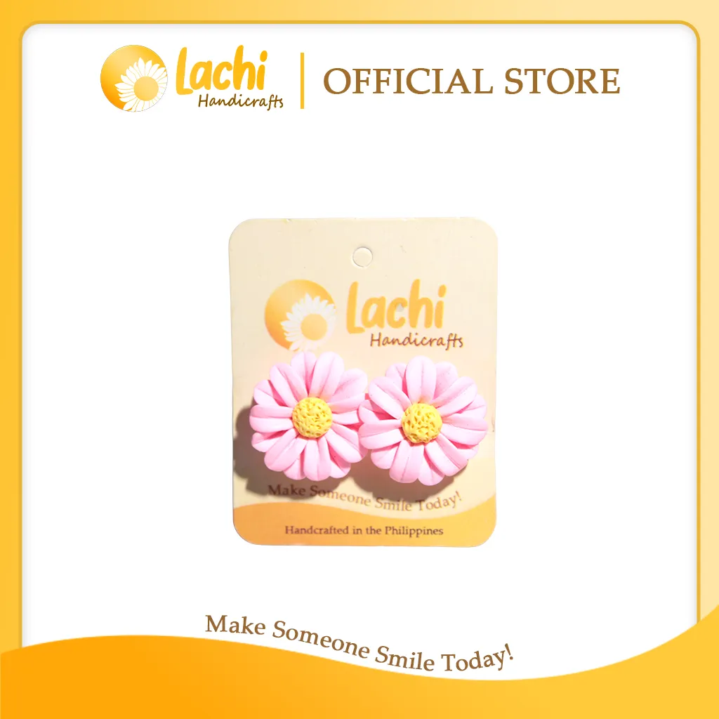 Lachi - Pink/Yellow Daisy Earring Stud (L)