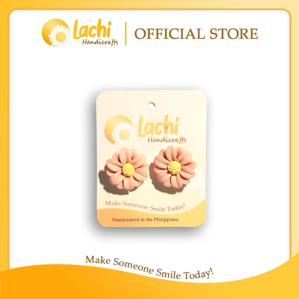 [DS-PCYW-ERSM] Lachi - Peach/Yellow Daisy Earring Stud (M)