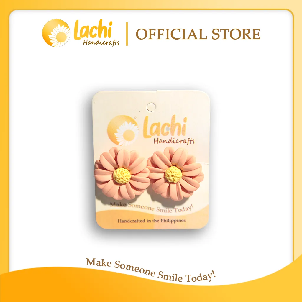 [DS-PCYW-ERSL] Lachi - Peach/Yellow Daisy Earring Stud (L)