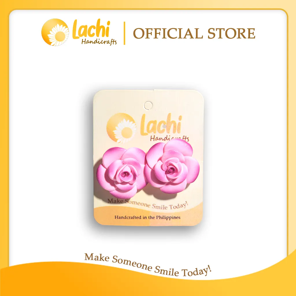 Lachi - Pink Rose Earring Stud (L)