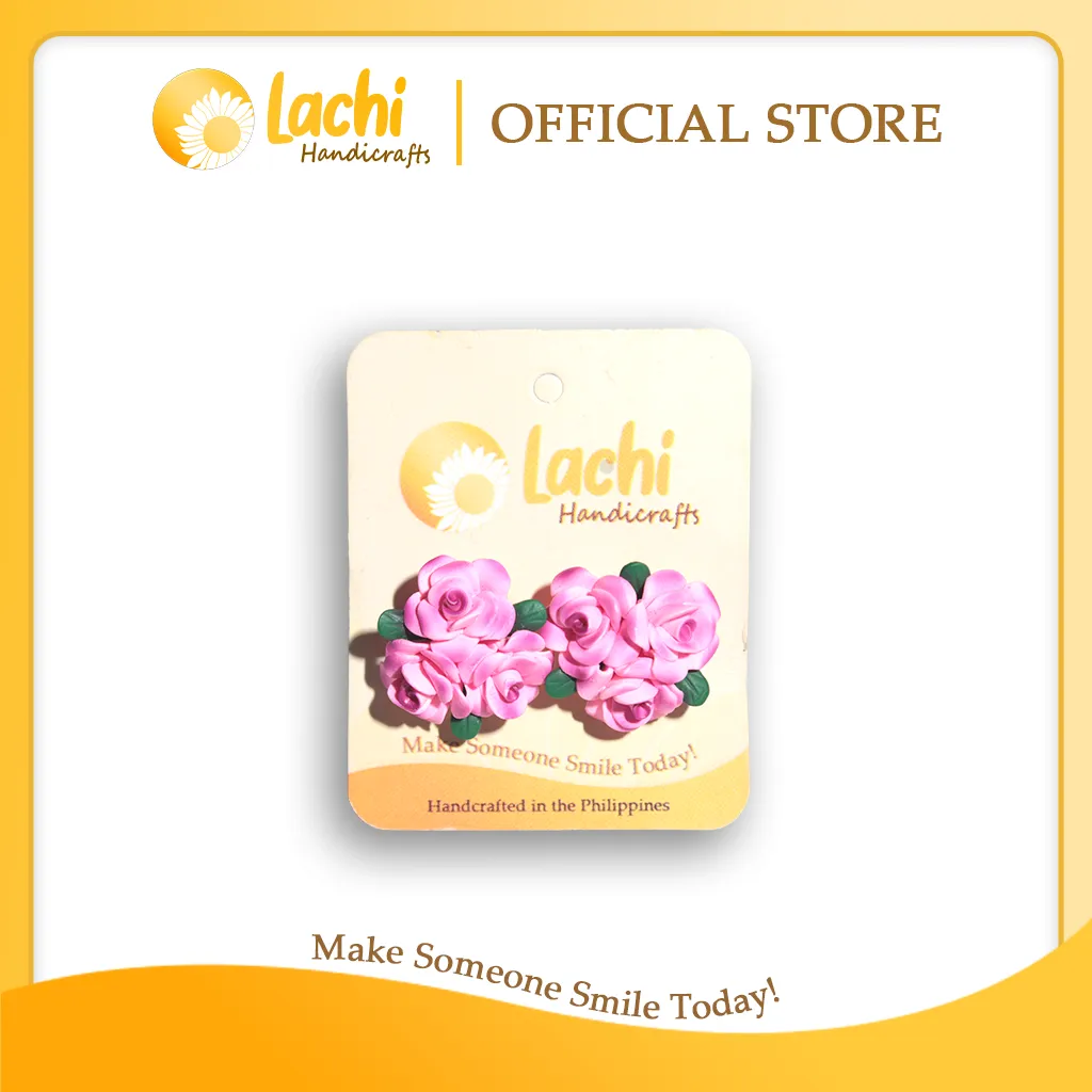 [RS-PK-ERSBQ] Lachi - Pink Rose Earring Stud (BQ)