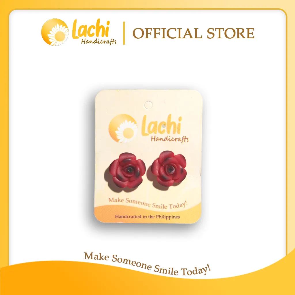 [RS-RD-ERSM] Lachi - Red Rose Earring Stud (M)