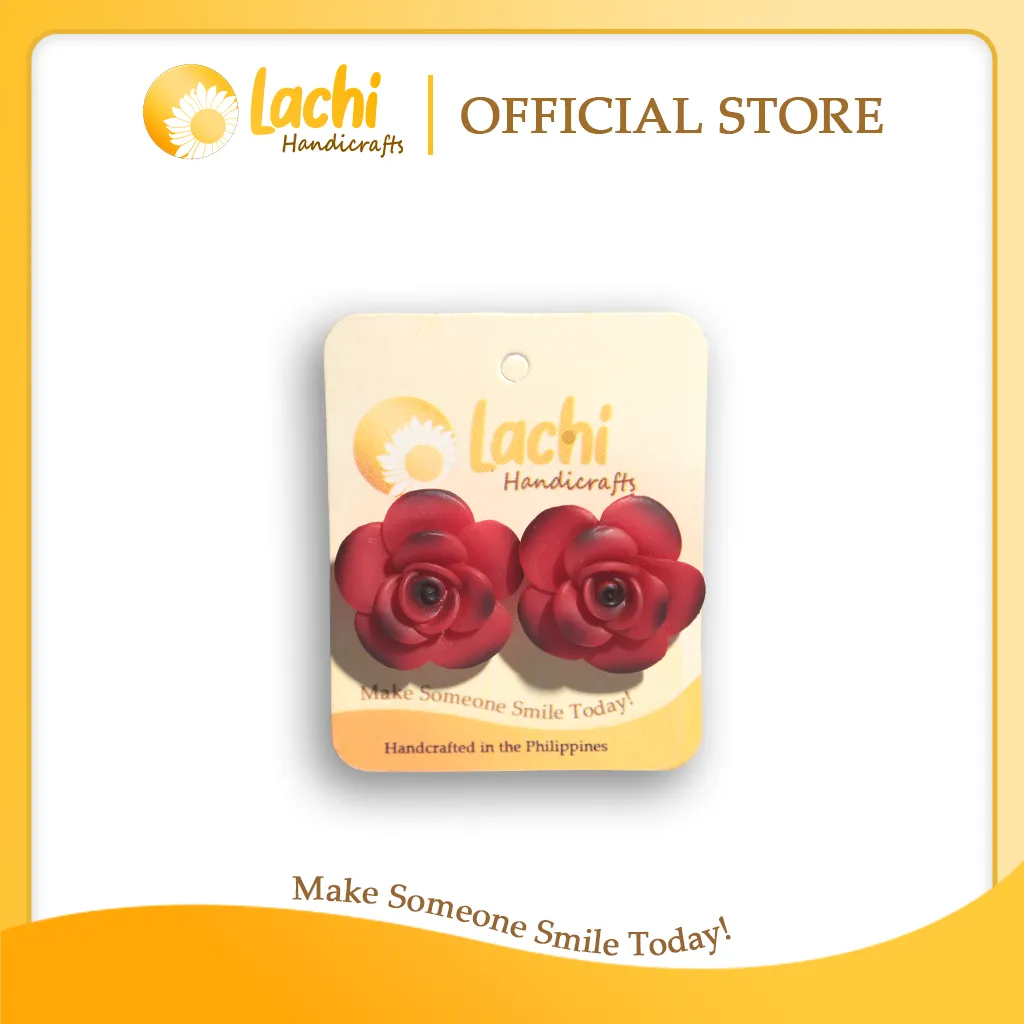 [RS-RD-ERSL] Lachi - Red Rose Earring Stud (L)