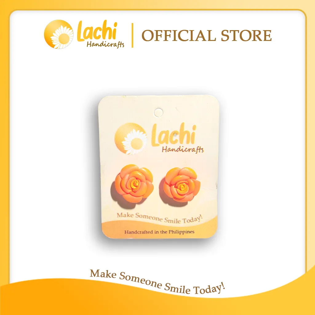 [RS-OR-ERSM] Lachi - Orange Rose Earring Stud (M)