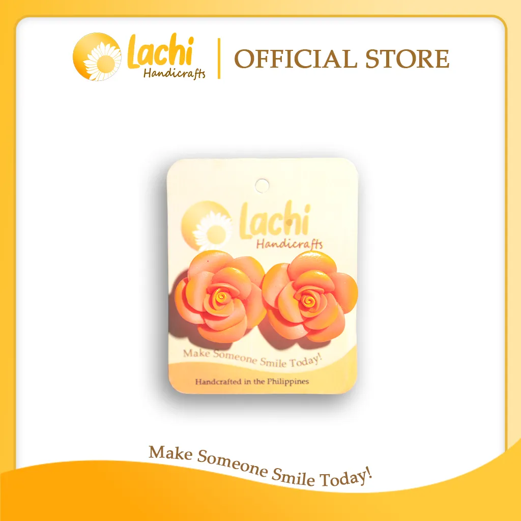 [RS-OR-ERSL] Lachi - Orange Rose Earring Stud (L)
