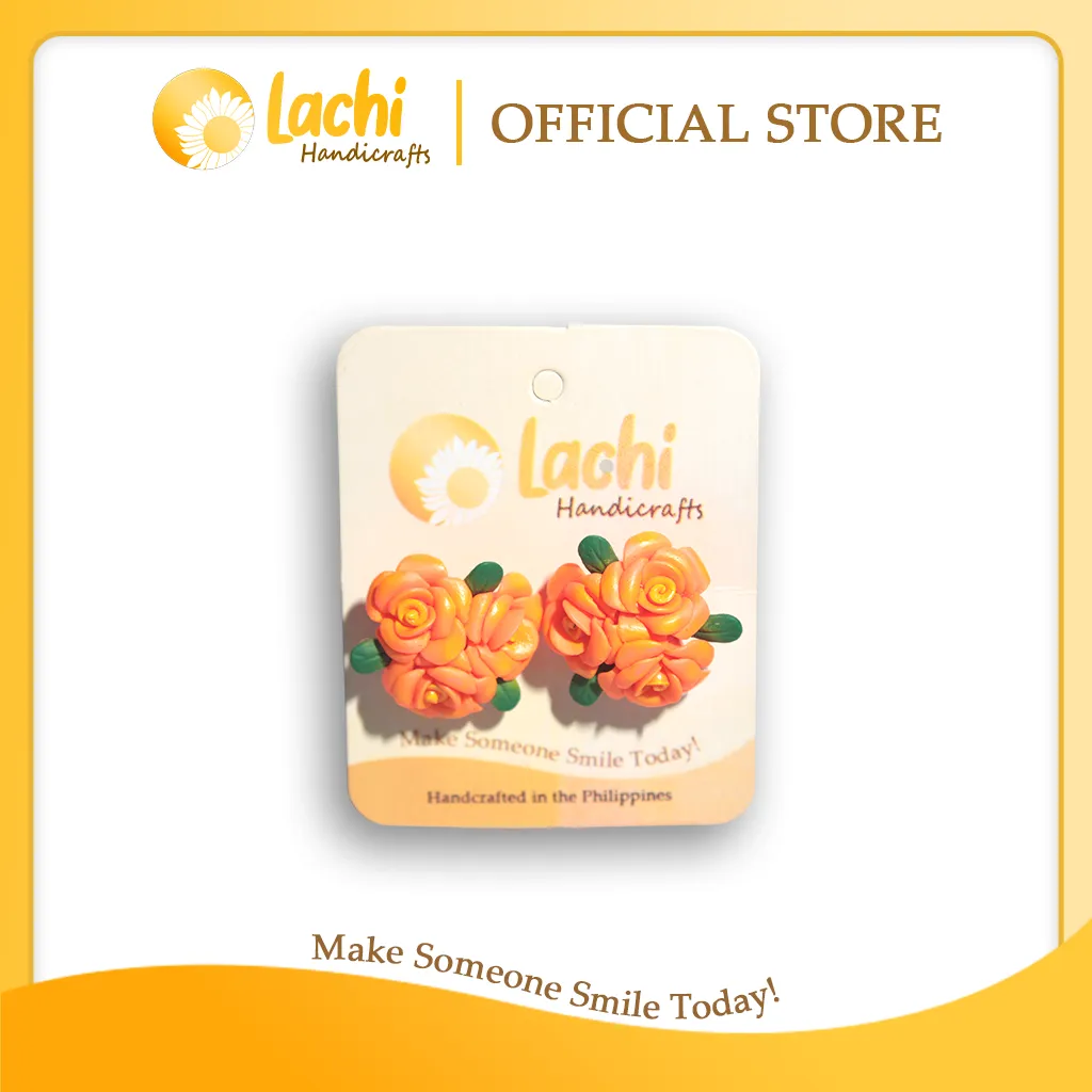 Lachi - Orange Rose Earring Stud (BQ)