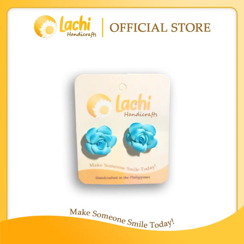 [RS-BL-ERSM] Lachi - Blue Rose Earring Stud (M)