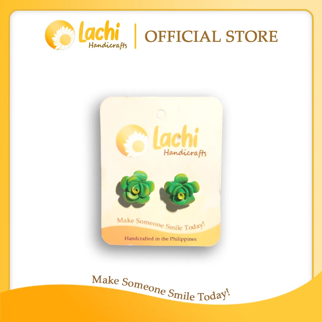 [RS-GR-ERSS] Lachi - Green Rose Earring Stud (S)