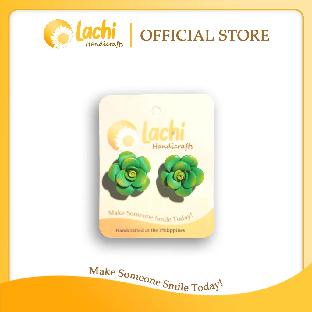 [RS-GR-ERSM] Lachi - Green Rose Earring Stud (M)