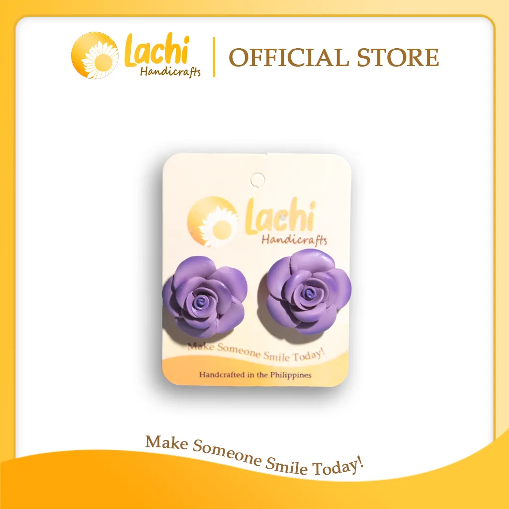 Lachi - Purple Rose Earring Stud (L)