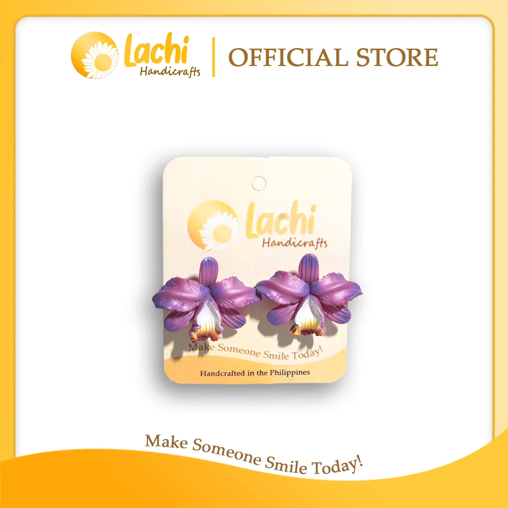[OR-PR-ERSXL] Lachi - Purple Orchid Earring Stud (XL)