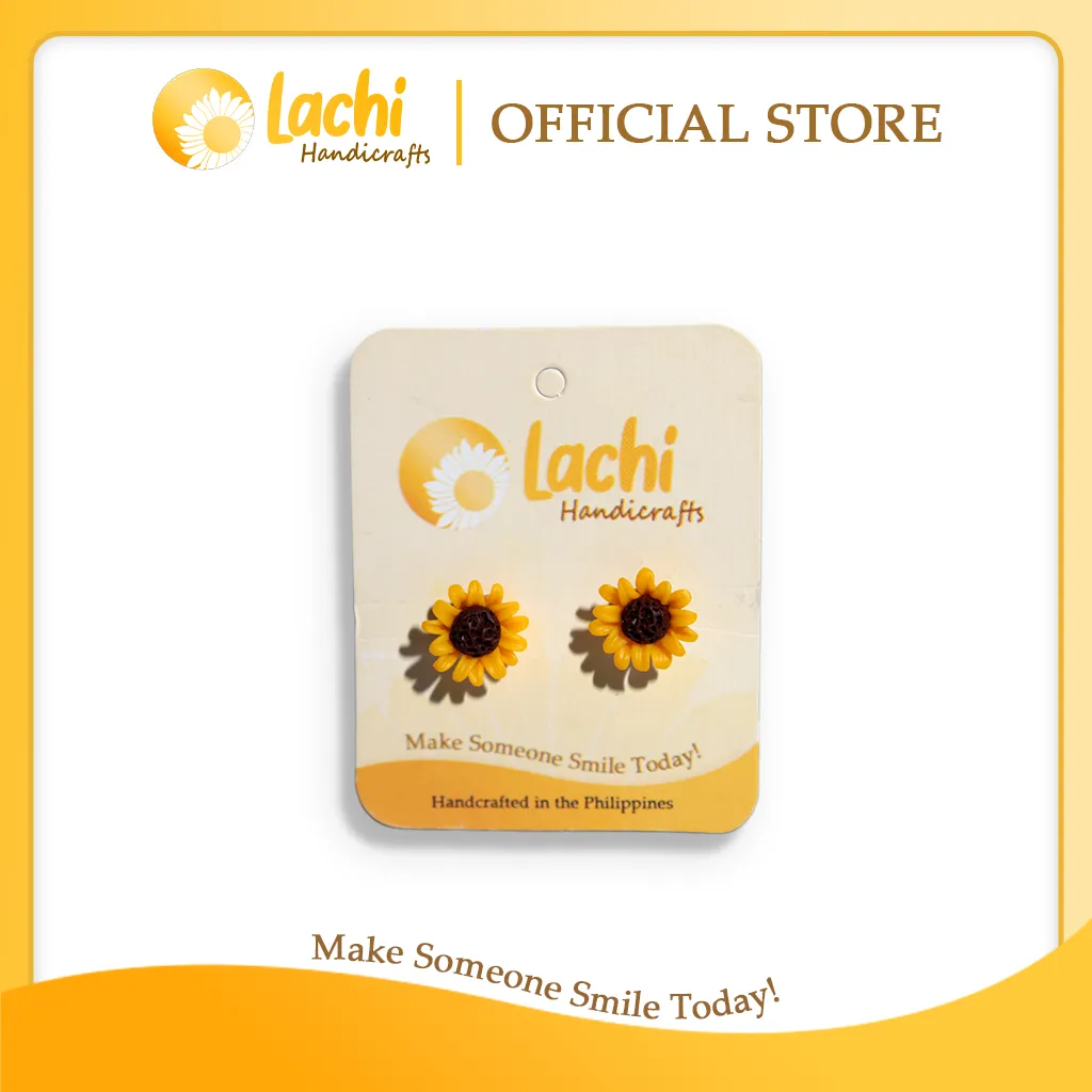 Lachi - Yellow/Brown Sunflower Earring Stud (S)