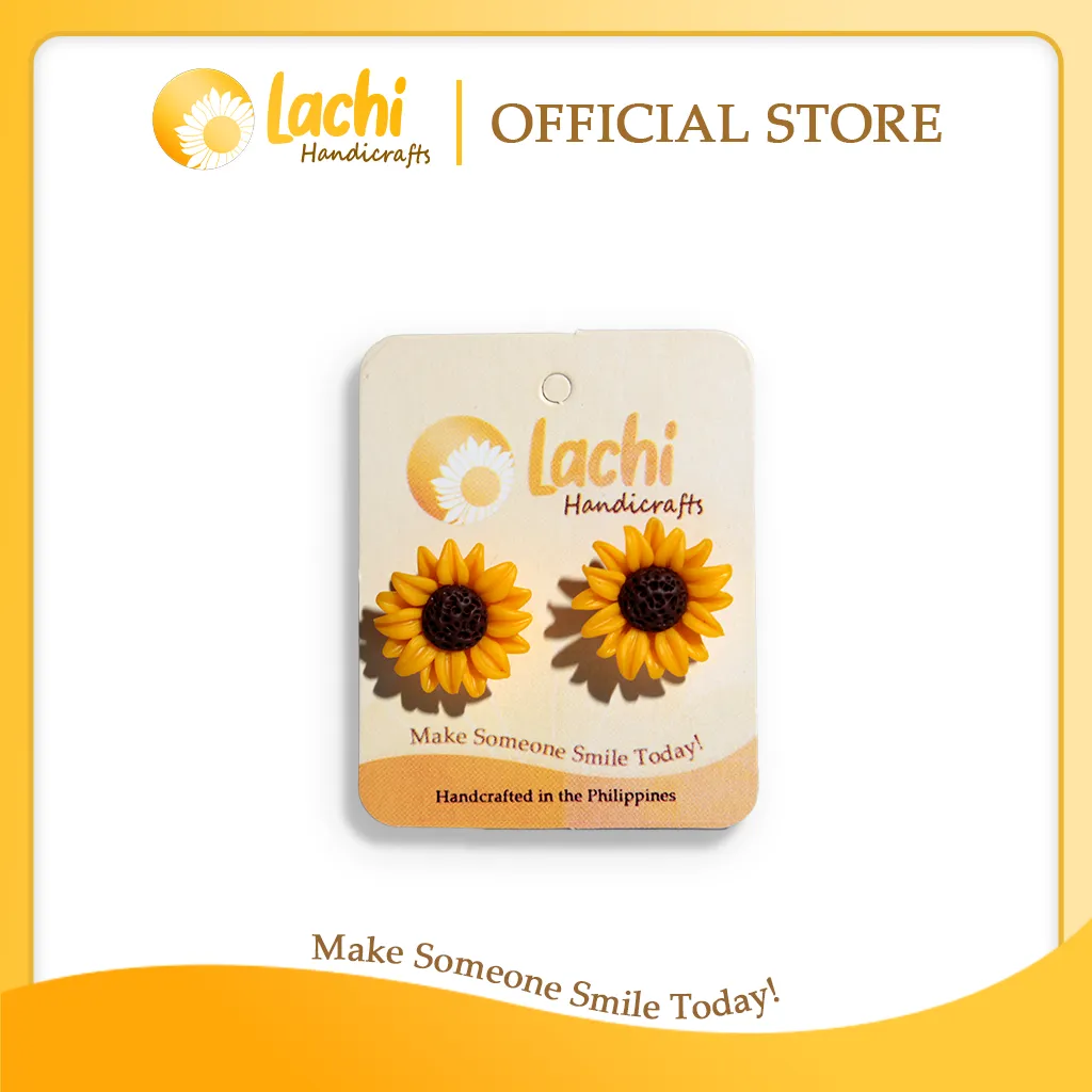 [SF-YWBR-ERSM] Lachi - Yellow/Brown Sunflower Earring Stud  (M)