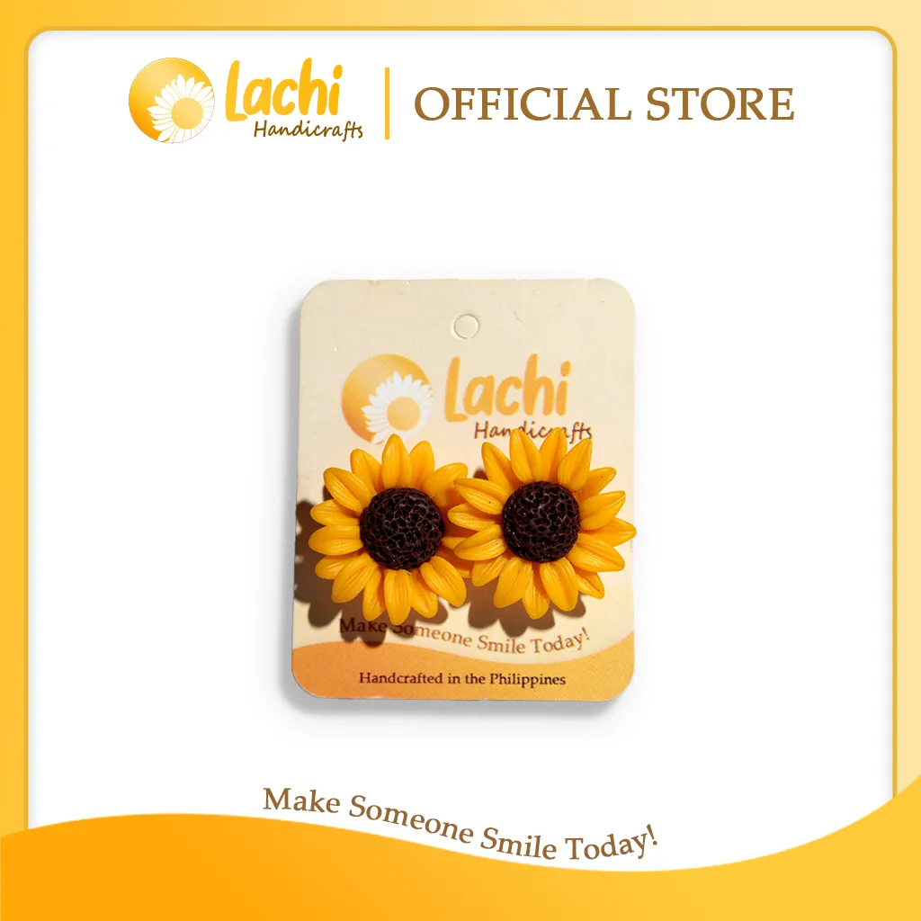 [SF-YWBR-ERSL] Lachi - Yellow/Brown Sunflower Earring Stud  (L)