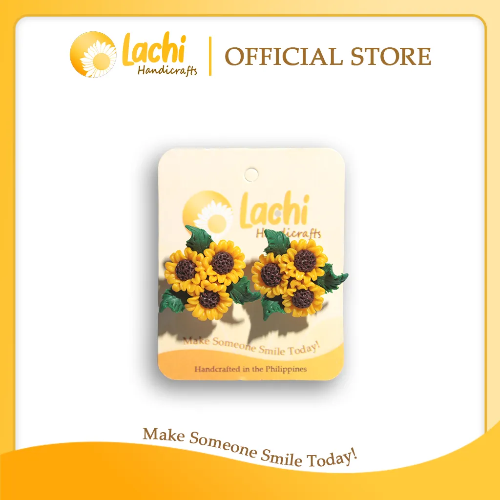 [SF-YWBR-ERSBQ] Lachi - Yellow/Brown Sunflower Earring Stud  (BQ)