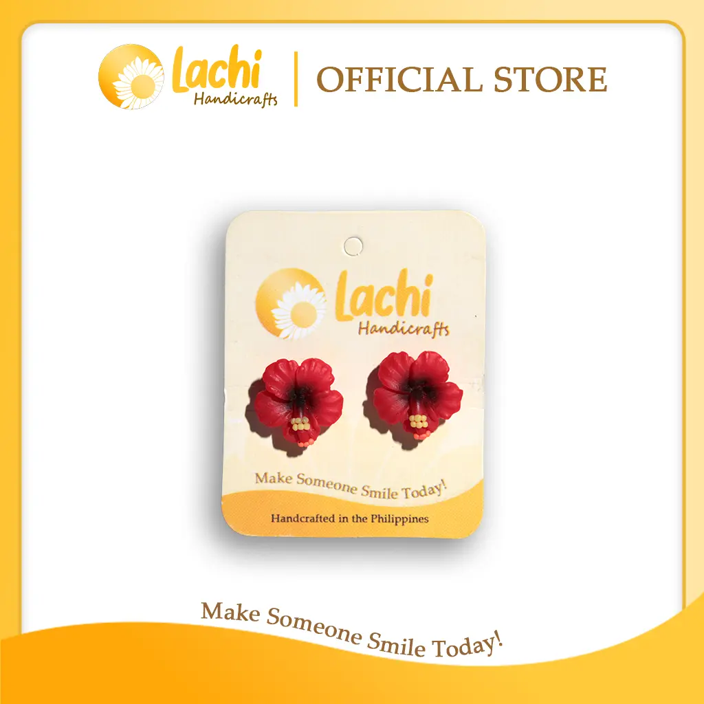 Lachi - Red/Black Hibiscus Earring (M)