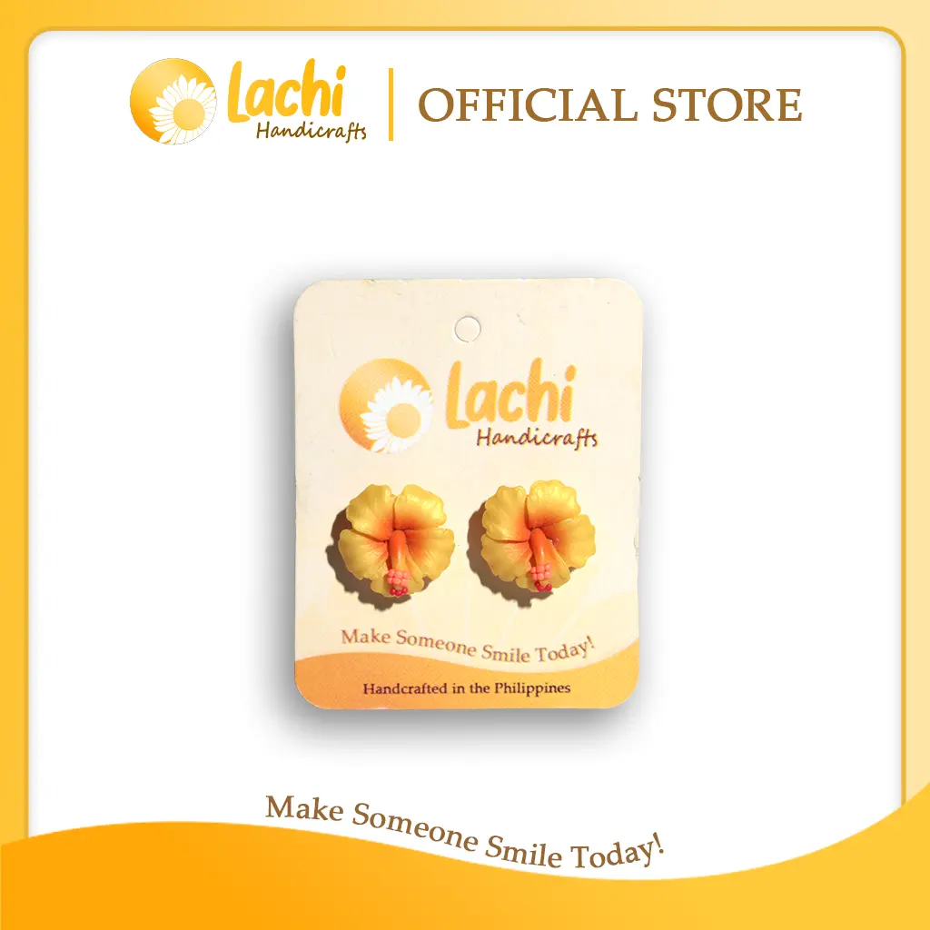 Lachi - Yellow/Orange Hibiscus Earring (M)