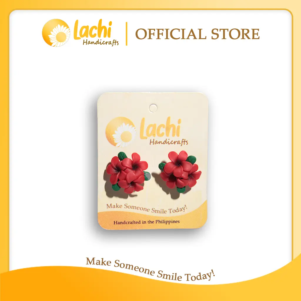 Lachi - Red/Black Plumeria Earring (BQ)