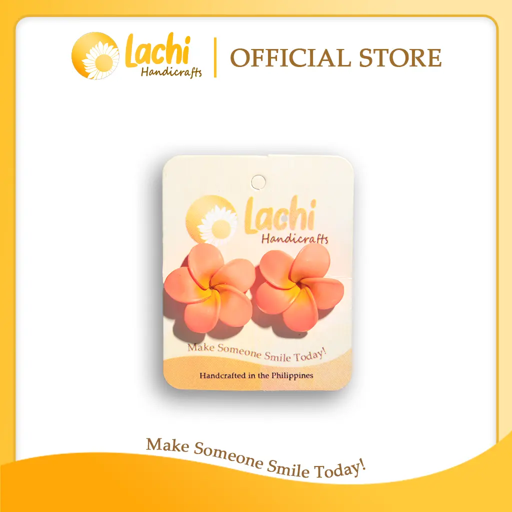 Lachi - Orange/Yellow Plumeria Earring (L)