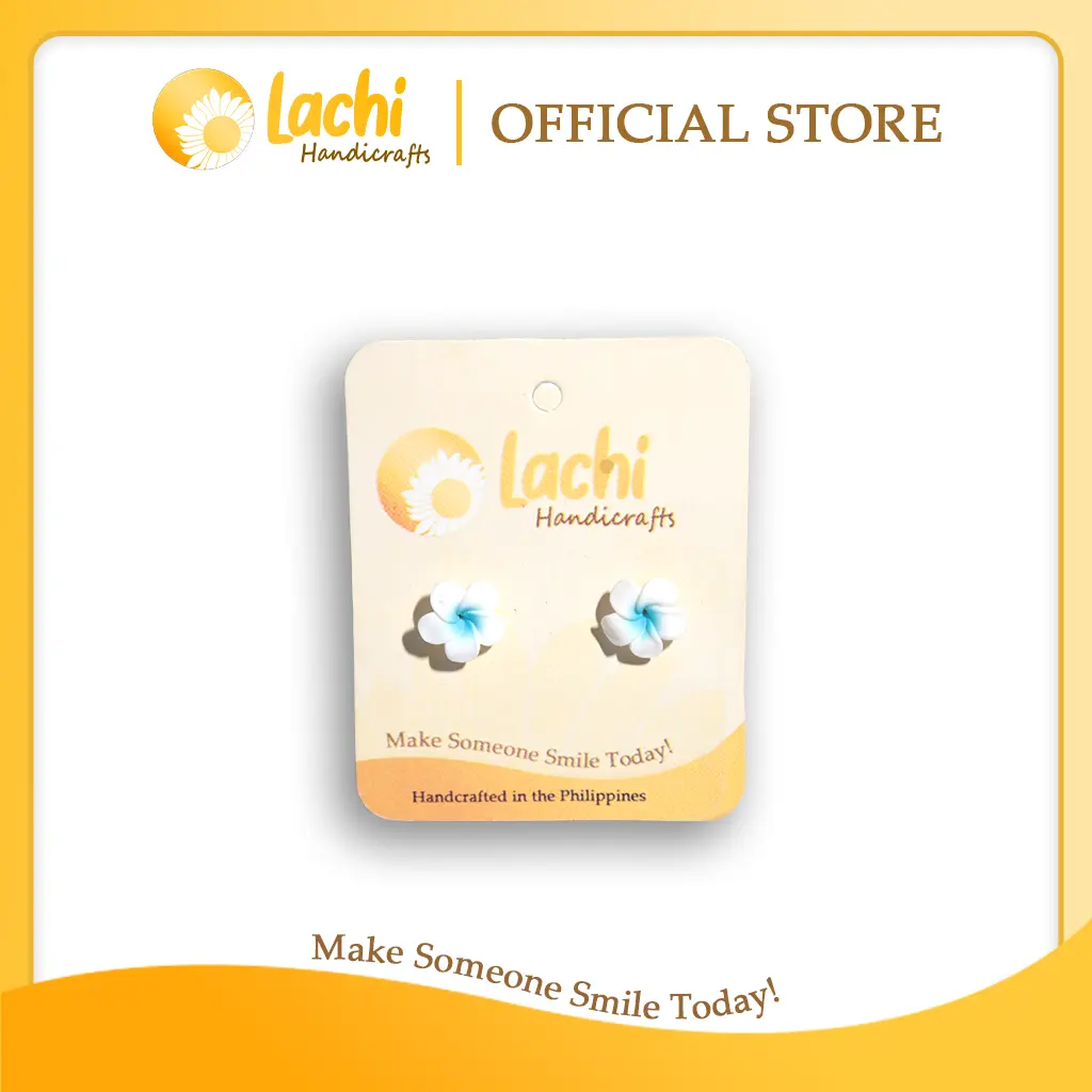 Lachi - White/Blue Plumeria Earring (S)