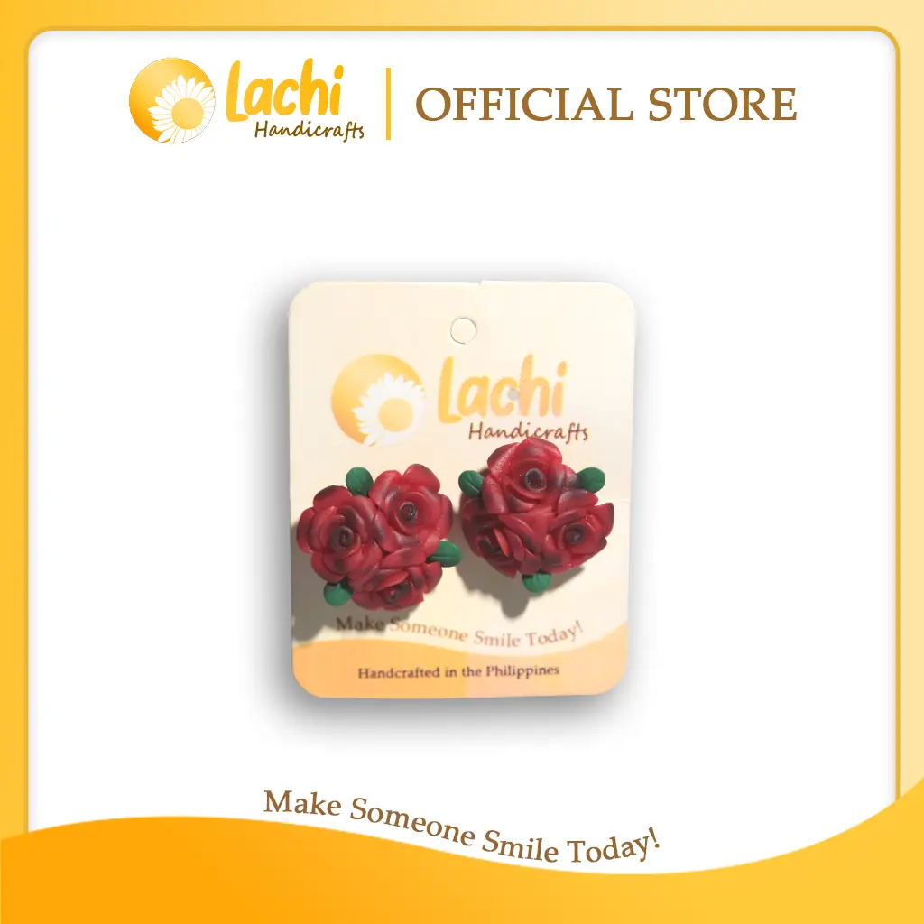 Lachi - Red/Black Rose Earring (BQ)