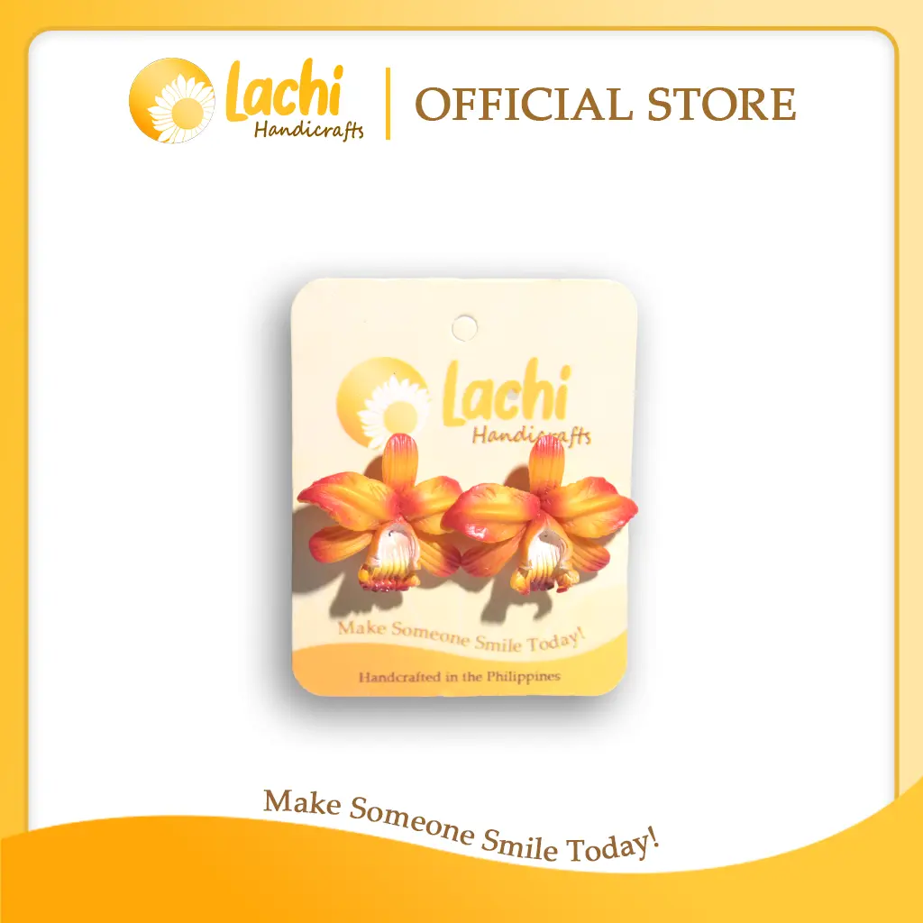 Lachi - Yellow/Red Orchid Earring (XL)