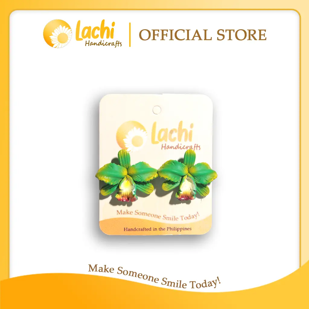 Lachi - Green/Yellow Orchid Earring (XL)